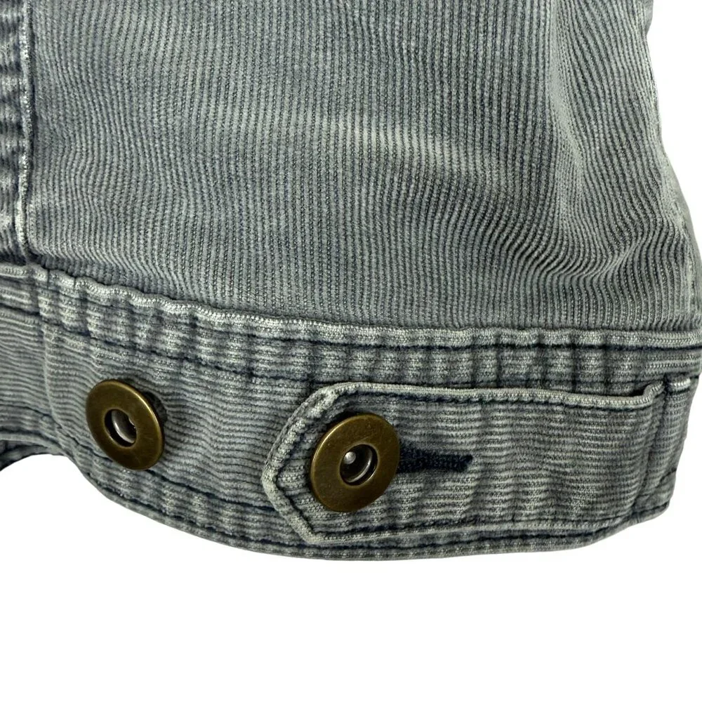 Prana Corduroy Jacket Womens Large Gray Trucker Stretch Casual Organic Cotton - Picture 9 of 10